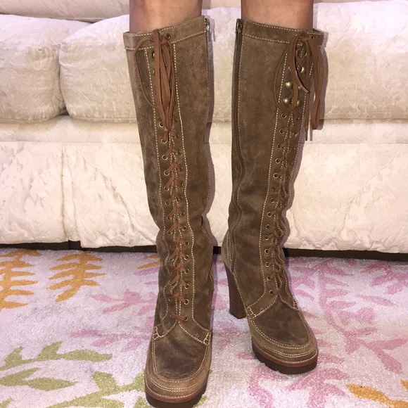 KORS Michael Kors Shoes - Michael Kors Lace up Suede Tall Boots